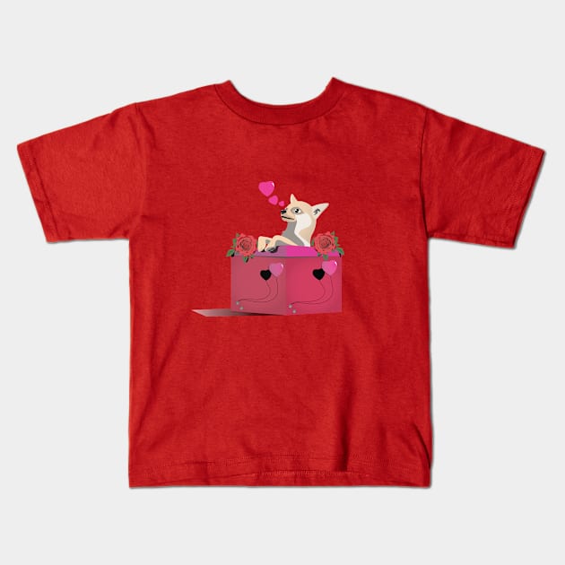 Puppy Chihuahua Valentine Kids T-Shirt by Kanom-Tom